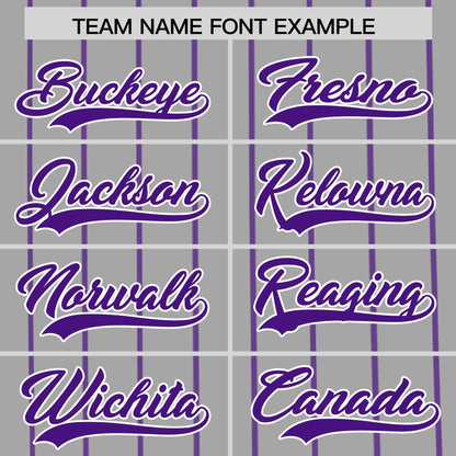 Custom Gray Purple Pinstripe Personalized Side Two-tone Authentic Baseball Jersey