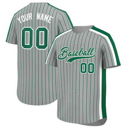 Custom Gray Kelly Green Pinstripe Personalized Side Two-tone Authentic Baseball Jersey