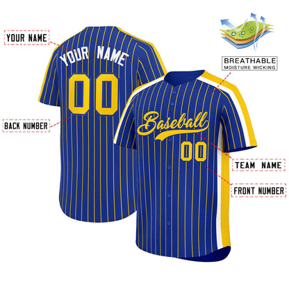 Custom Royal Gold Pinstripe Personalized Side Two-tone Authentic Baseball Jersey