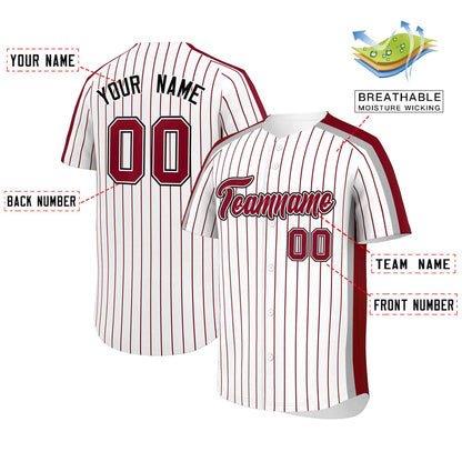 Custom White Crimson Pinstripe Personalized Side Two-tone Authentic Baseball Jersey