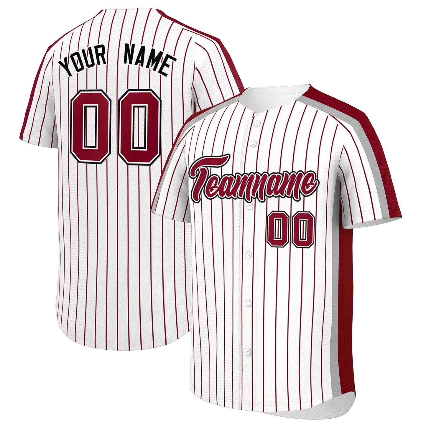 Custom White Crimson Pinstripe Personalized Side Two-tone Authentic Baseball Jersey