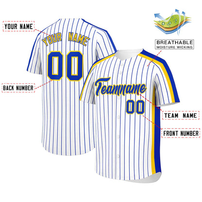 Custom White Royal Pinstripe Personalized Side Two-tone Authentic Baseball Jersey