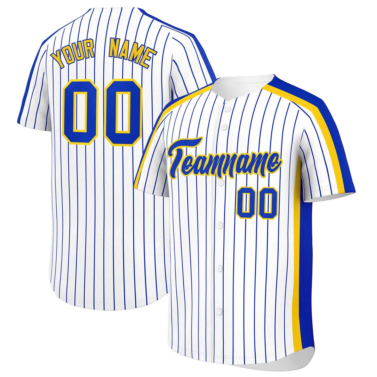 Custom White Royal Pinstripe Personalized Side Two-tone Authentic Baseball Jersey