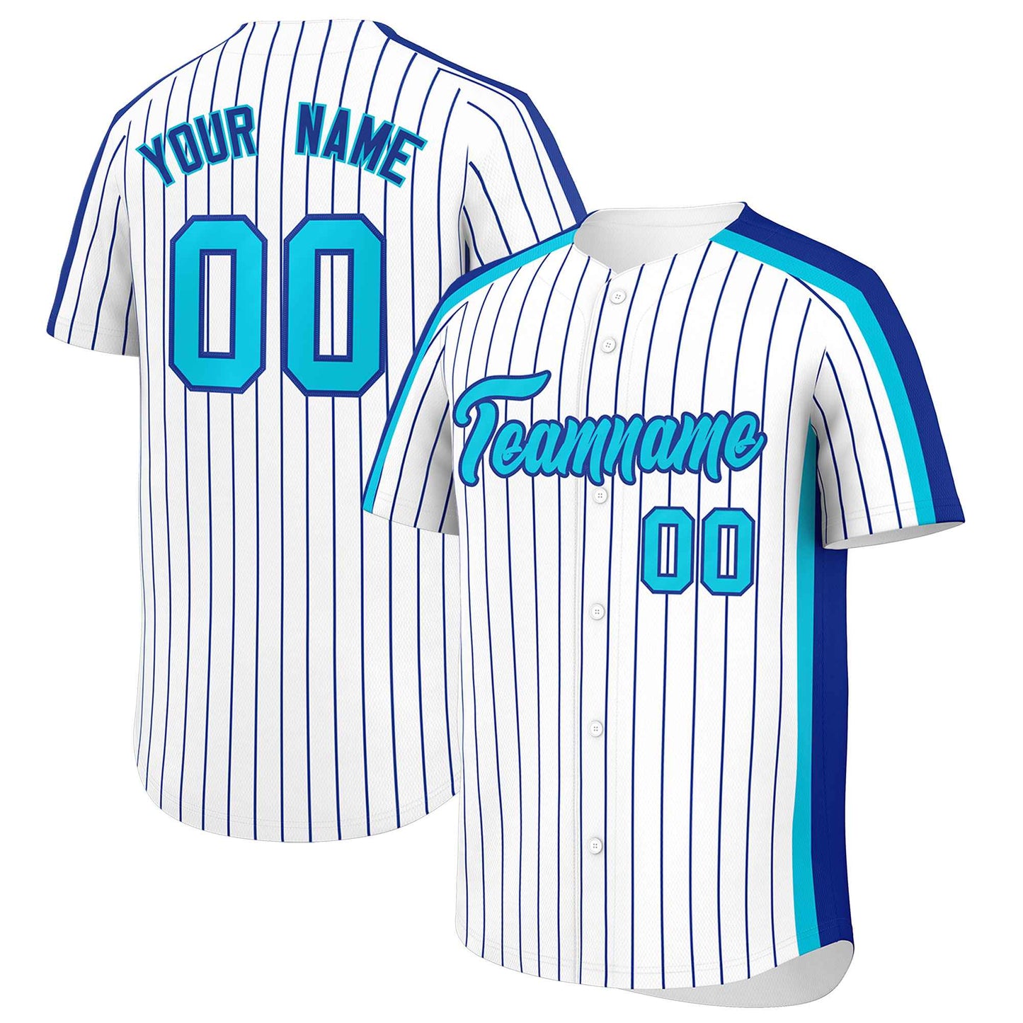 Custom White Royal Pinstripe Personalized Side Two-tone Authentic Baseball Jersey