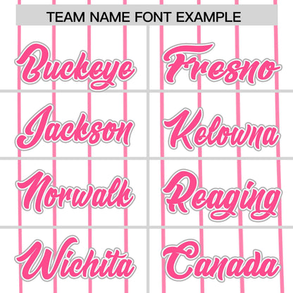 Custom White Pink Pinstripe Personalized Side Two-tone Authentic Baseball Jersey