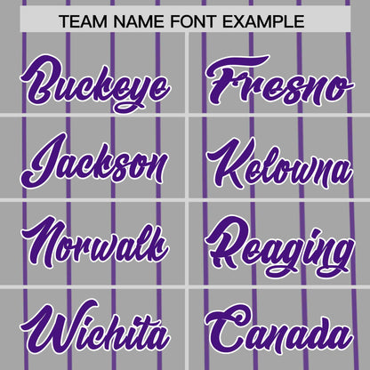 Custom Gray Purple Pinstripe Personalized Side Two-tone Authentic Baseball Jersey