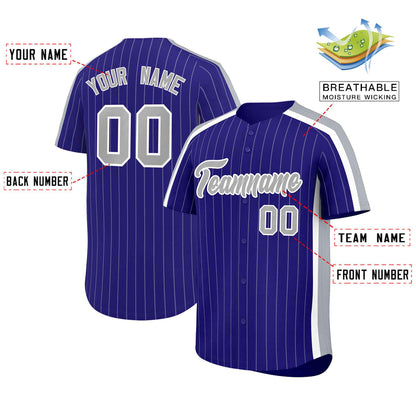 Custom Purple Gray Pinstripe Personalized Side Two-tone Authentic Baseball Jersey