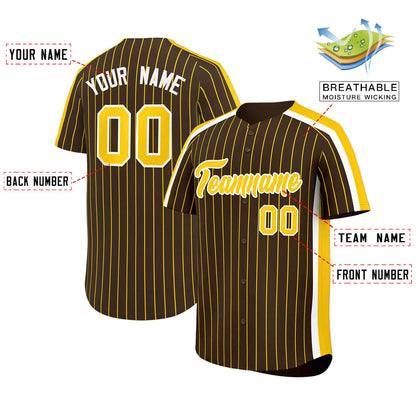 Custom Light Brown Gold Pinstripe Personalized Side Two-tone Authentic Baseball Jersey