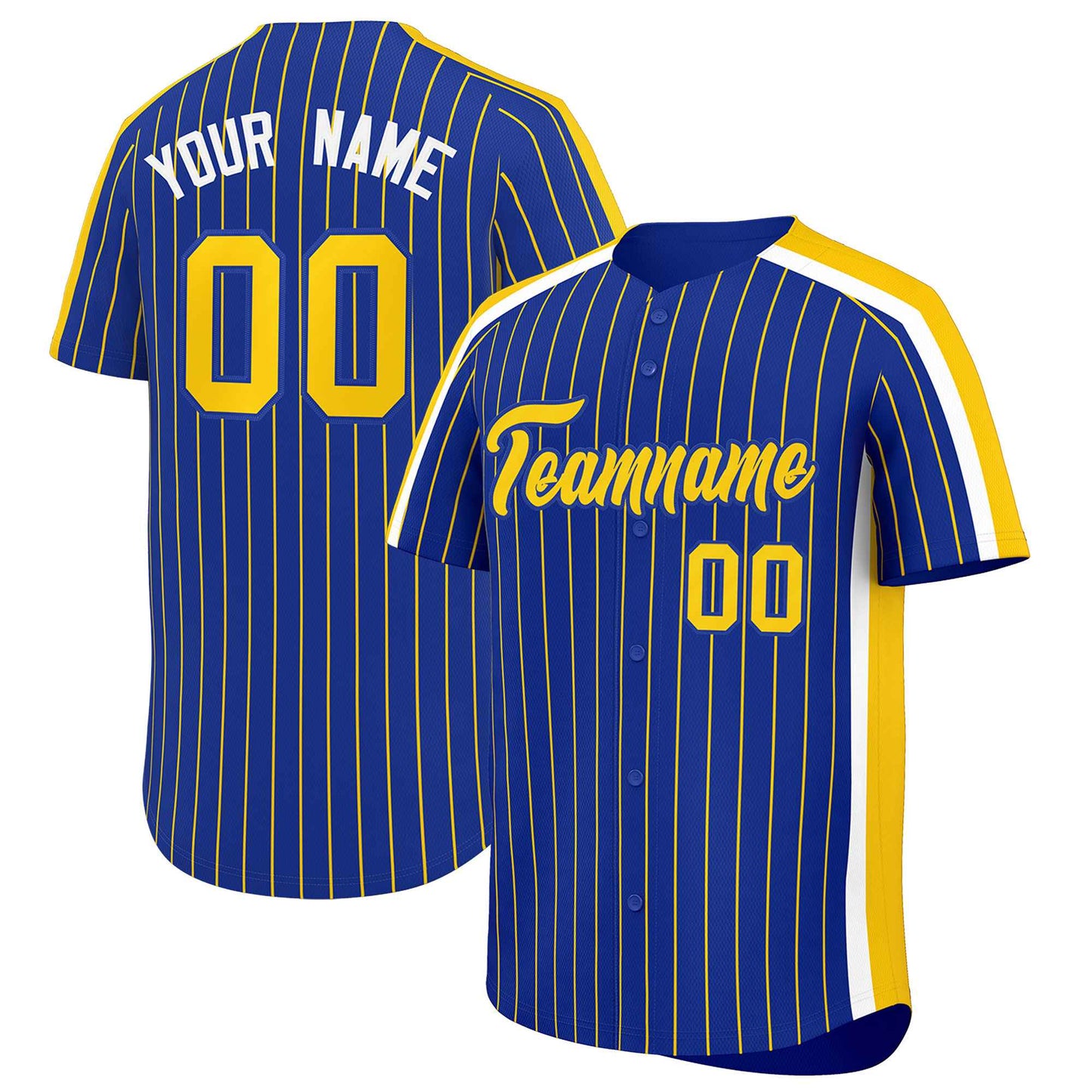 Custom Royal Gold Pinstripe Personalized Side Two-tone Authentic Baseball Jersey