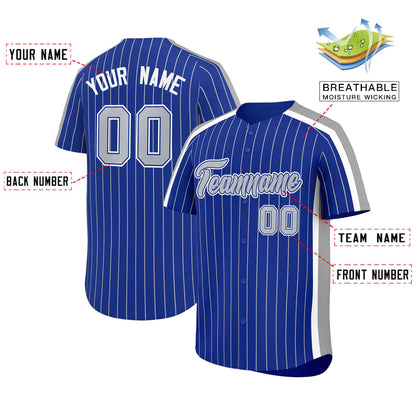 Custom Royal Gray Pinstripe Personalized Side Two-tone Authentic Baseball Jersey