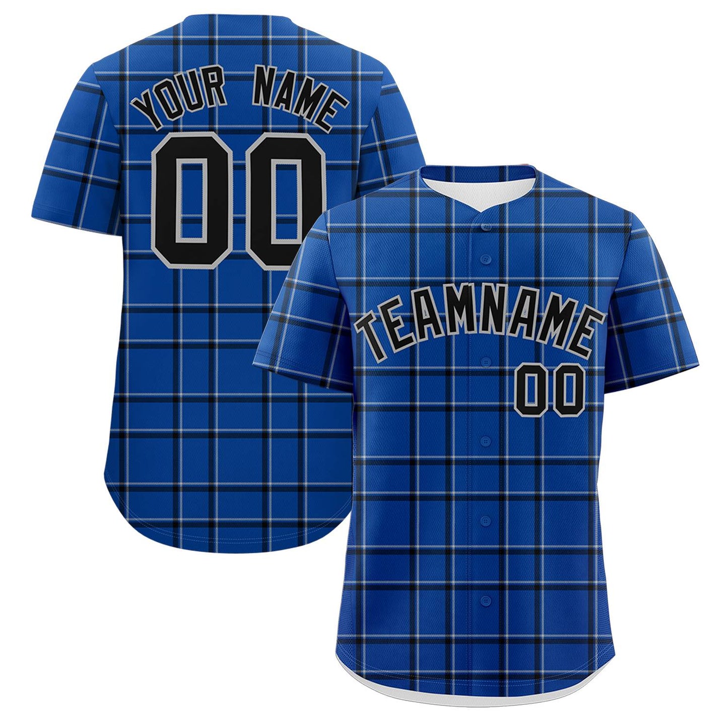 Custom Royal Personalized Plaid Design Authentic Baseball Jersey