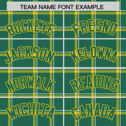 Custom Kelly Green Personalized Plaid Design Authentic Baseball Jersey