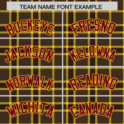 Custom Brown Personalized Plaid Design Authentic Baseball Jersey