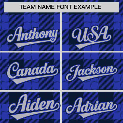 Custom Royal Navy Personalized Plaid Design Authentic Baseball Jersey