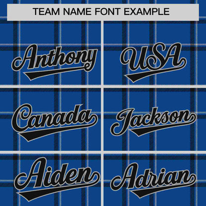 Custom Royal Personalized Plaid Design Authentic Baseball Jersey