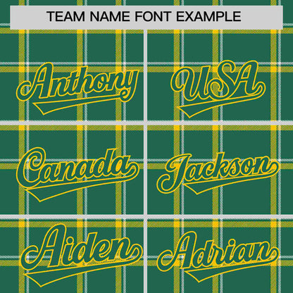 Custom Kelly Green Personalized Plaid Design Authentic Baseball Jersey