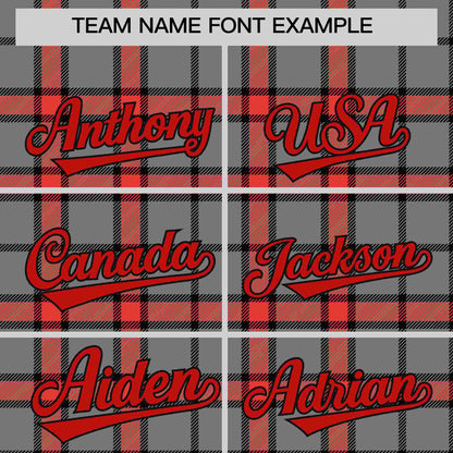 Custom Gray Personalized Plaid Design Authentic Baseball Jersey