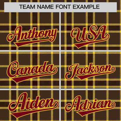 Custom Brown Personalized Plaid Design Authentic Baseball Jersey