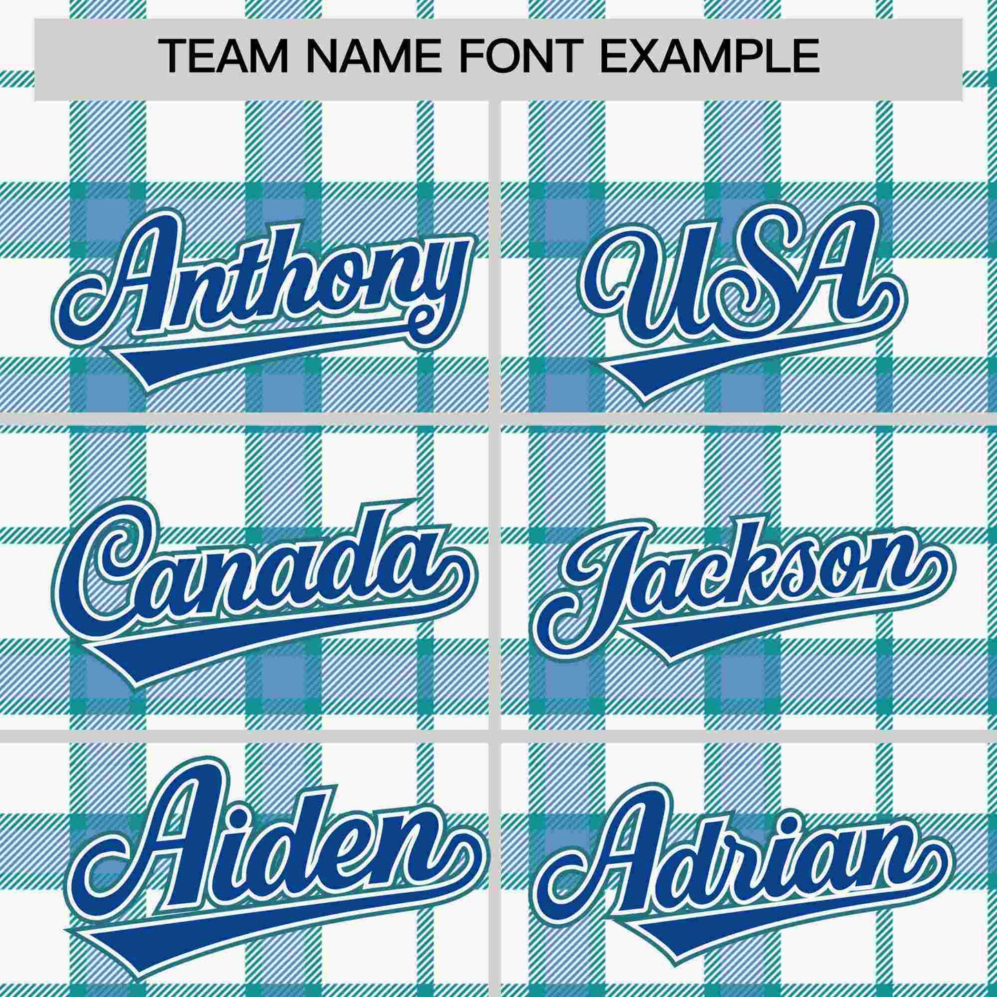 Custom White Aqua Personalized Plaid Design Authentic Baseball Jersey