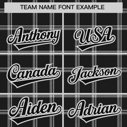 Custom Black Gray Personalized Plaid Design Authentic Baseball Jersey