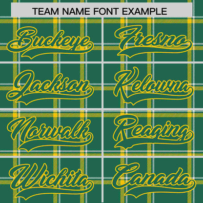 Custom Kelly Green Personalized Plaid Design Authentic Baseball Jersey