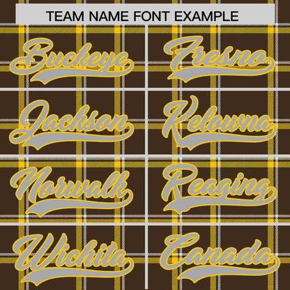 Custom Brown Personalized Plaid Design Authentic Baseball Jersey