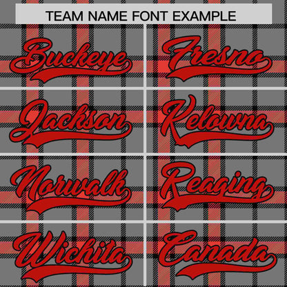 Custom Gray Personalized Plaid Design Authentic Baseball Jersey