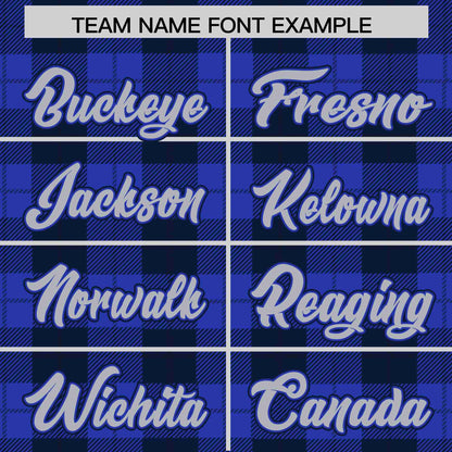 Custom Royal Navy Personalized Plaid Design Authentic Baseball Jersey