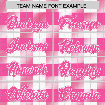 Custom Pink White Personalized Plaid Design Authentic Baseball Jersey