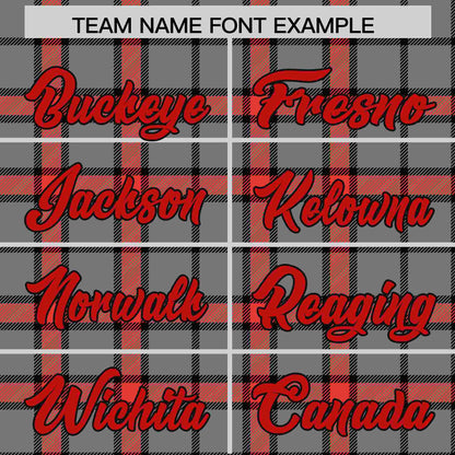 Custom Gray Personalized Plaid Design Authentic Baseball Jersey