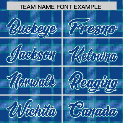 Custom Light Blue Personalized Plaid Design Authentic Baseball Jersey