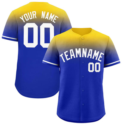 Custom Royal Gold Gradient Fashion Design Authentic Baseball Jersey