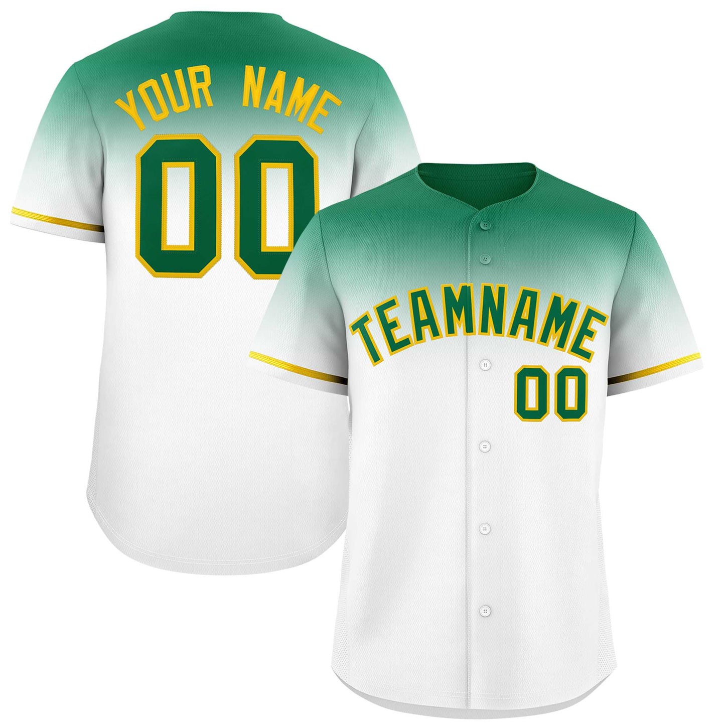 Custom White Kelly Green Gradient Fashion Design Authentic Baseball Jersey