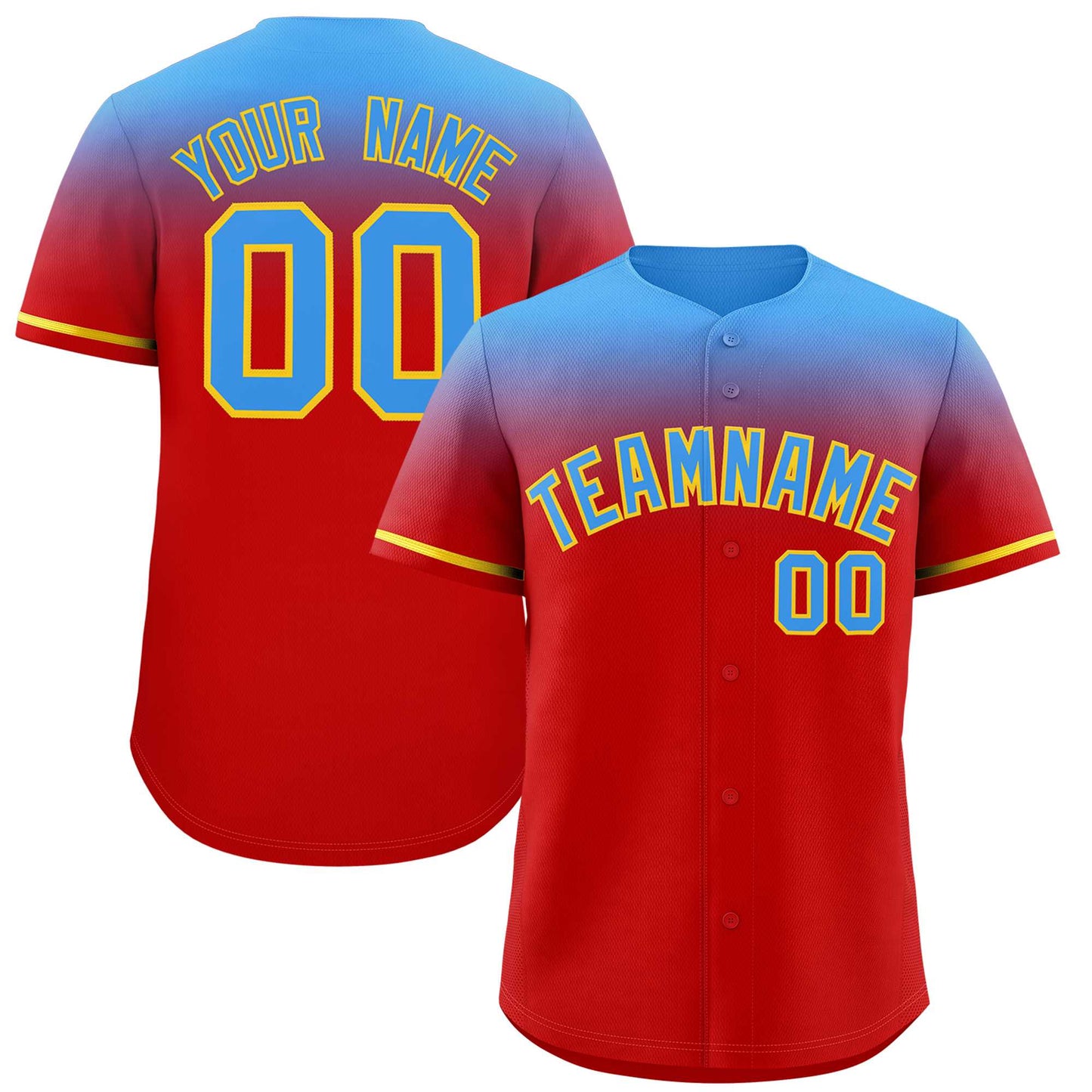 Custom Red Powder Blue Gradient Fashion Design Authentic Baseball Jersey