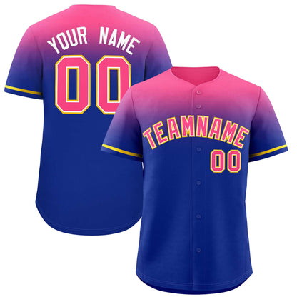 Custom Royal Pink Gradient Fashion Design Authentic Baseball Jersey