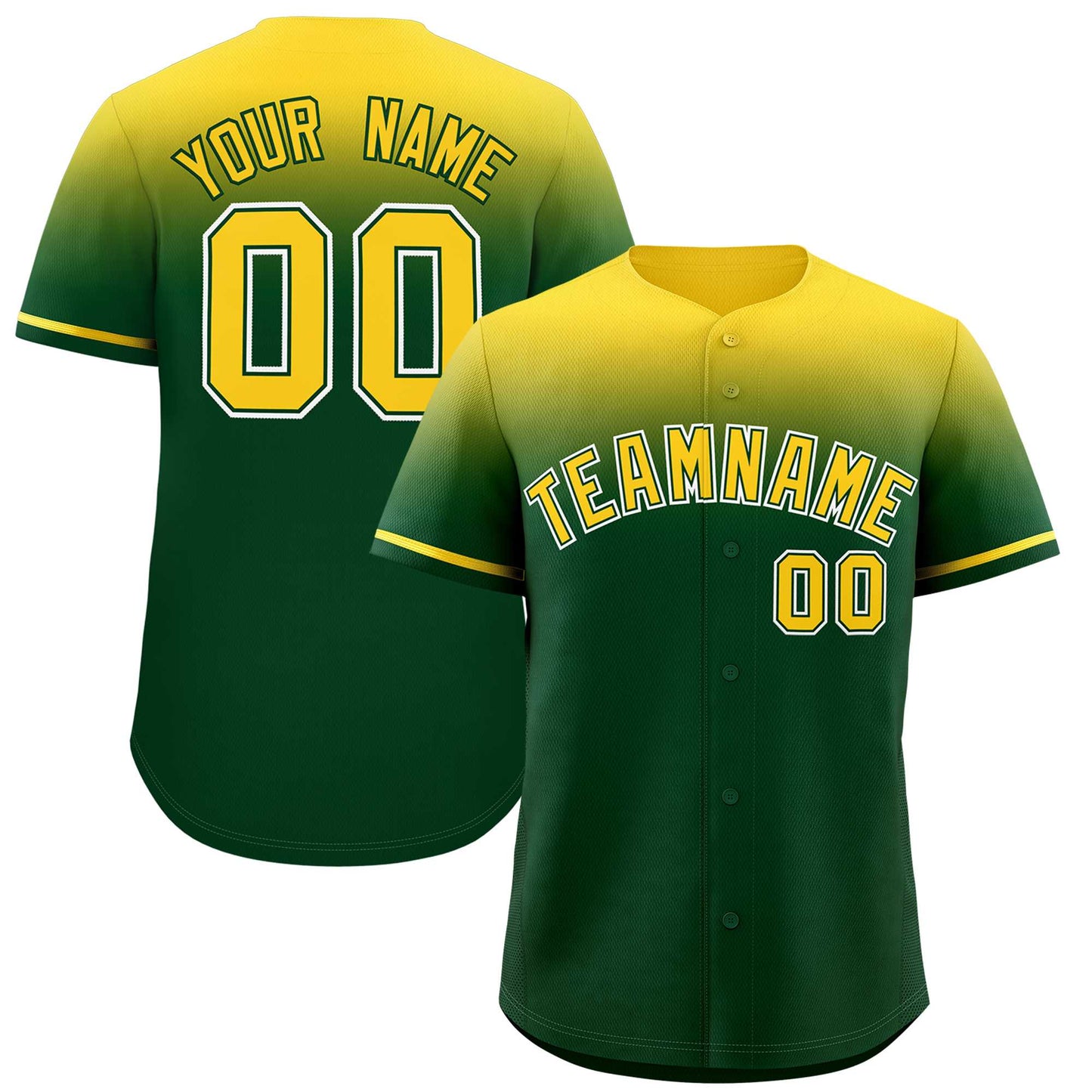 Custom Green Gold Gradient Fashion Design Authentic Baseball Jersey