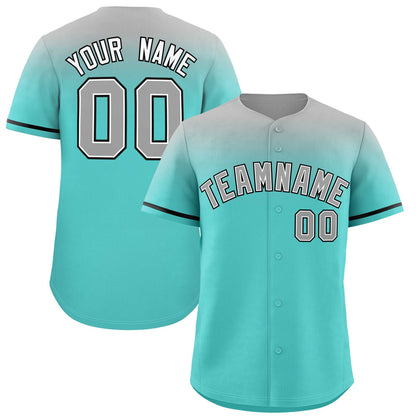 Custom Bright Green Gray Gradient Fashion Design Authentic Baseball Jersey