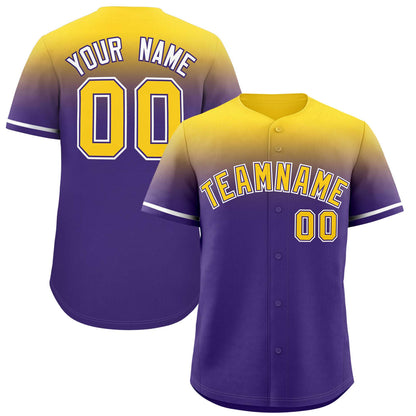 Custom Purple Gold Gradient Fashion Design Authentic Baseball Jersey