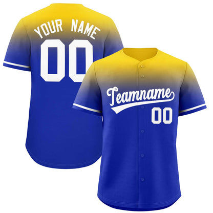 Custom Royal Gold Gradient Fashion Design Authentic Baseball Jersey