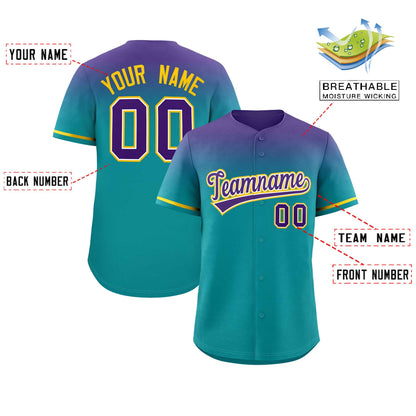 Custom Aqua Purple Gradient Fashion Design Authentic Baseball Jersey