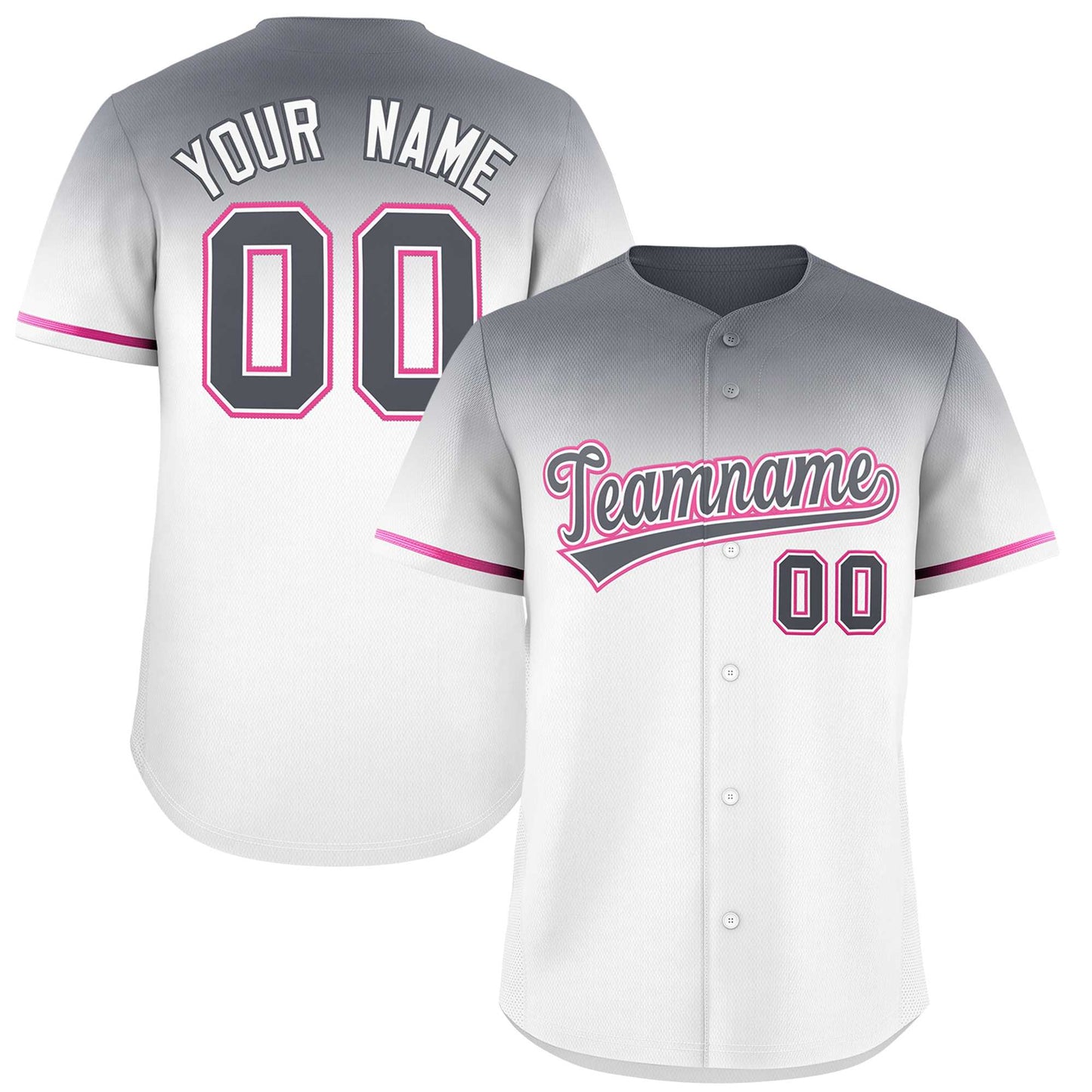 Custom White Dark Gray Gradient Fashion Design Authentic Baseball Jersey