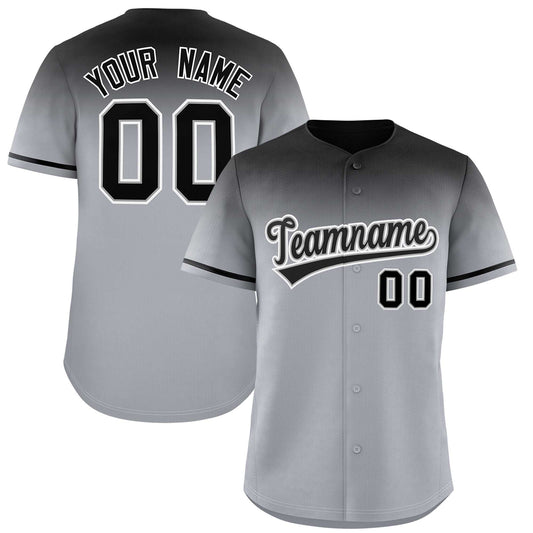 Custom Gray Black Gradient Fashion Design Authentic Baseball Jersey