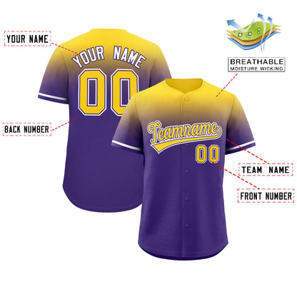 Custom Purple Gold Gradient Fashion Design Authentic Baseball Jersey