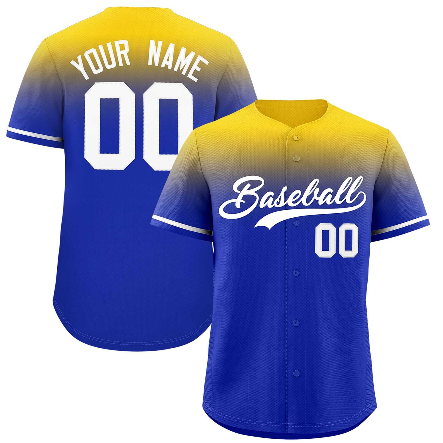 Custom Royal Gold Gradient Fashion Design Authentic Baseball Jersey