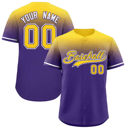 Custom Purple Gold Gradient Fashion Design Authentic Baseball Jersey