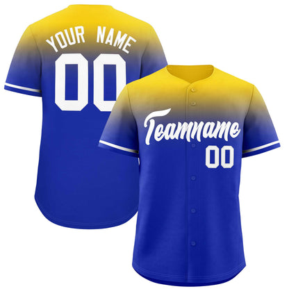 Custom Royal Gold Gradient Fashion Design Authentic Baseball Jersey