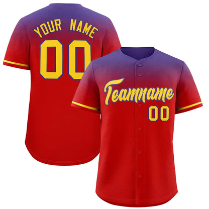 Custom Red Purple Gradient Fashion Design Authentic Baseball Jersey