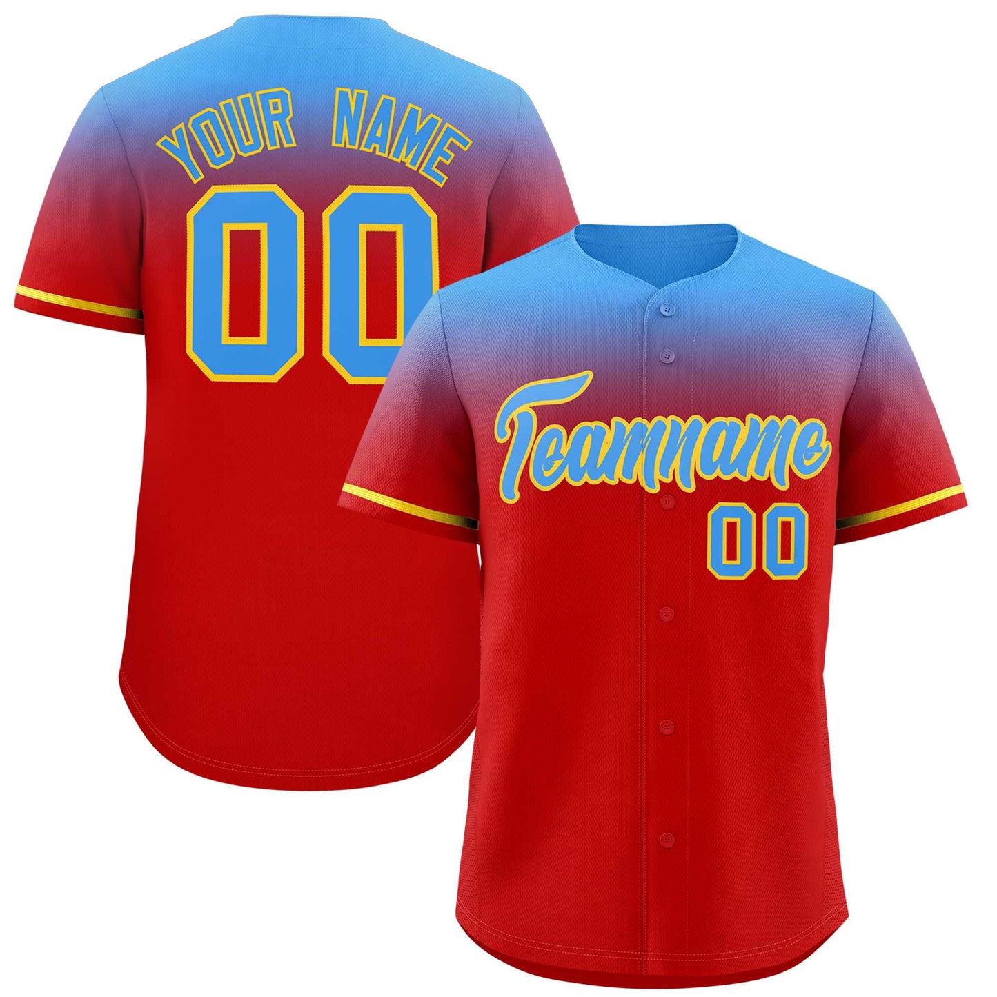 Custom Red Powder Blue Gradient Fashion Design Authentic Baseball Jersey