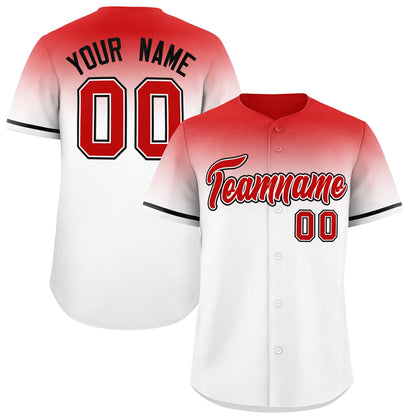 Custom White Red Gradient Fashion Design Authentic Baseball Jersey