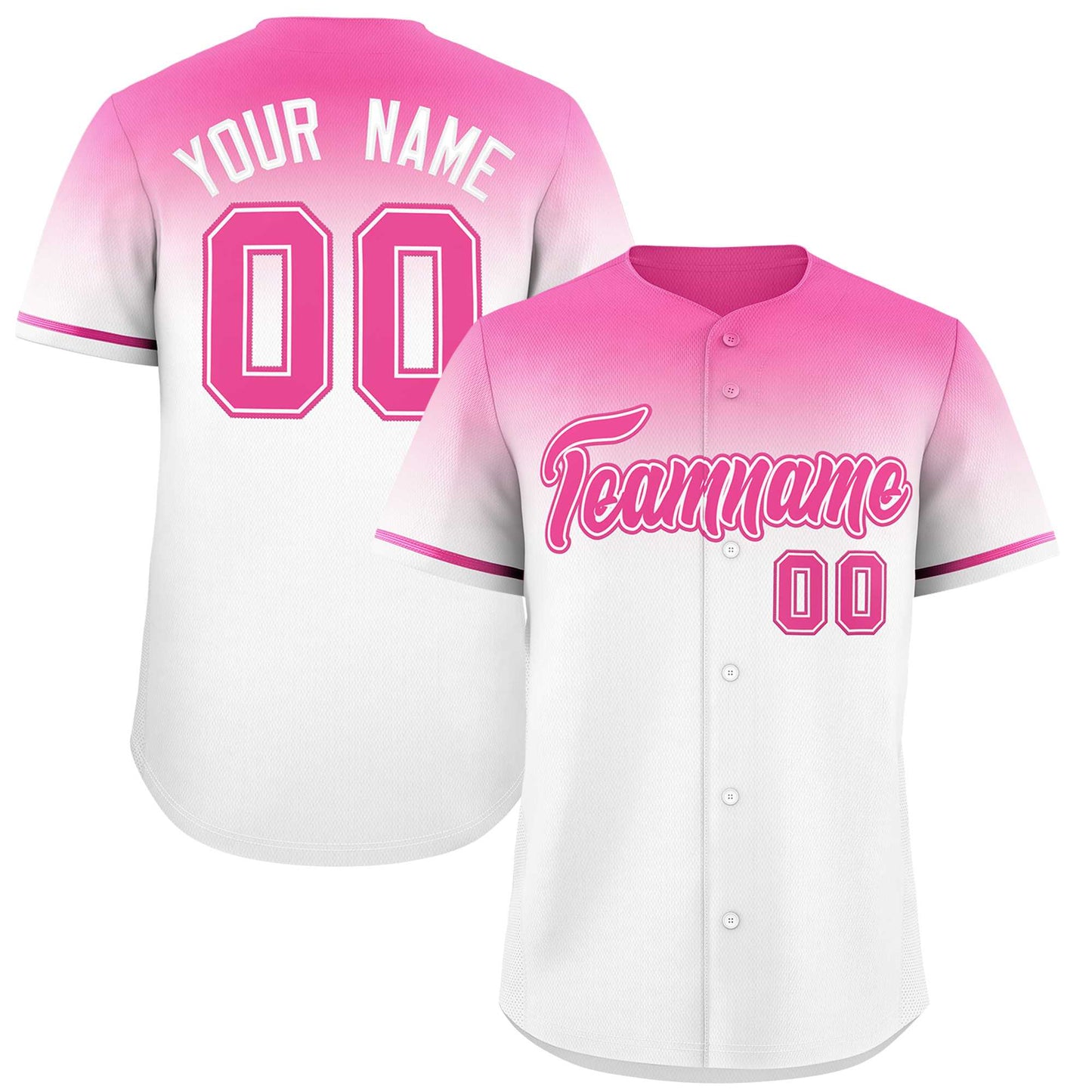 Custom White Pink Gradient Fashion Design Authentic Baseball Jersey